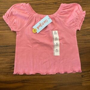 Cat & Jack Pink Puff Sleeve Tee 3T
